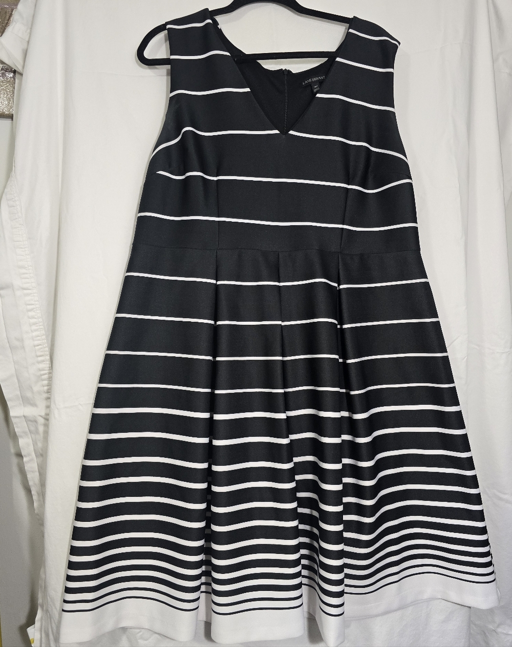 Lane Bryant Black & White Striped Fit-and-Flare Dress